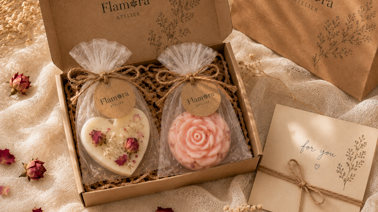 Set quà sinh nhật Sweet Love Flamora gồm 2 sáp thơm và thiệp