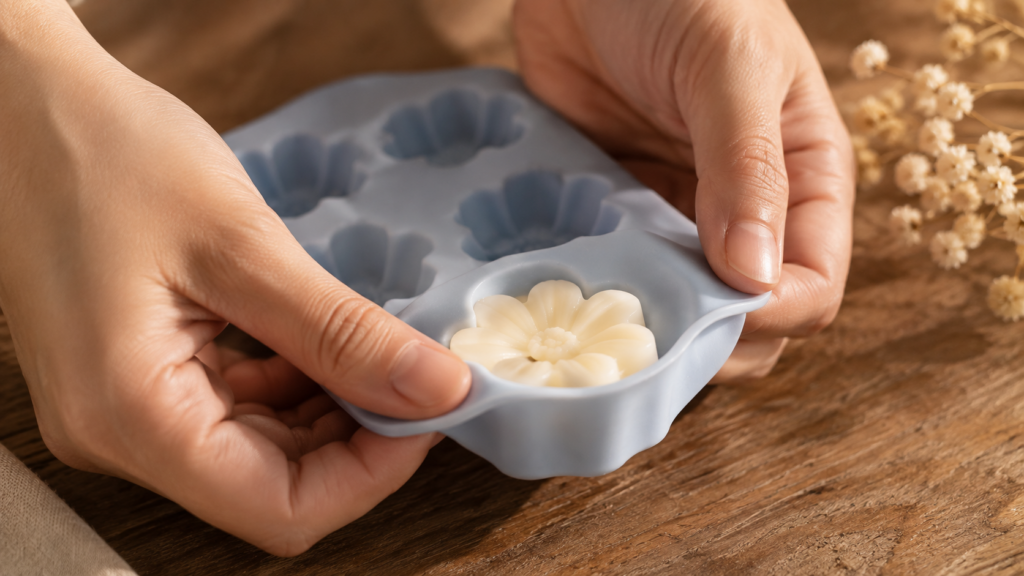 Tháo khuôn sáp thơm đúng thời điểm để giữ chi tiết hoa văn