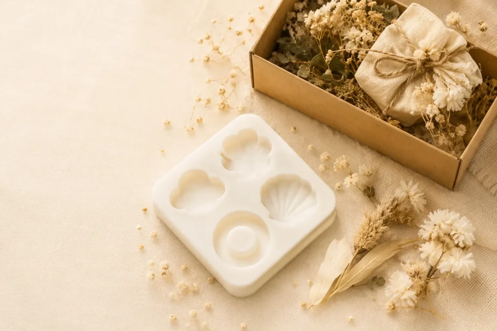 Khuôn và nguyên liệu làm sáp thơm handmade tại Flamora
